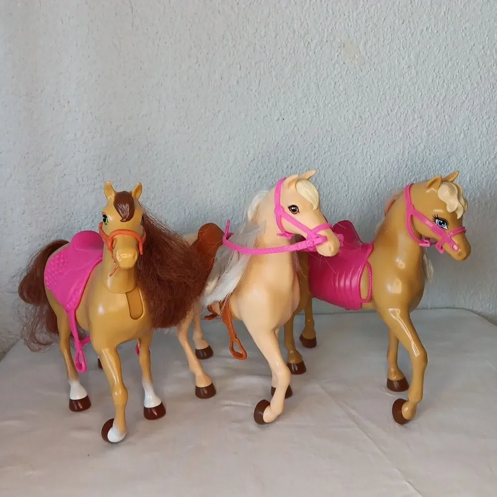 Barbie Horse Lot Pink Brown  Saddles Stable Replacement Brushable Hair